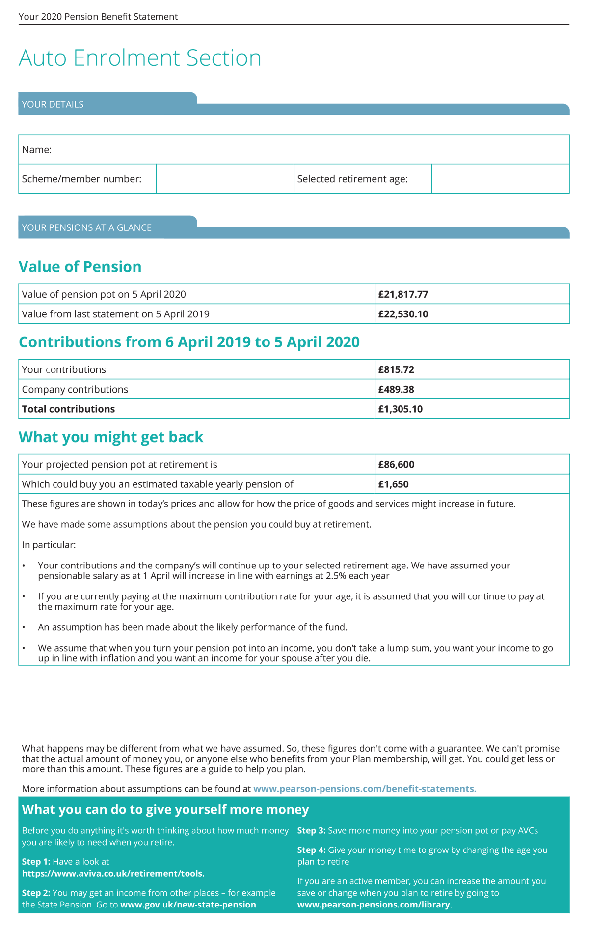 Your Benefit Statement Explained Pearson Pensions